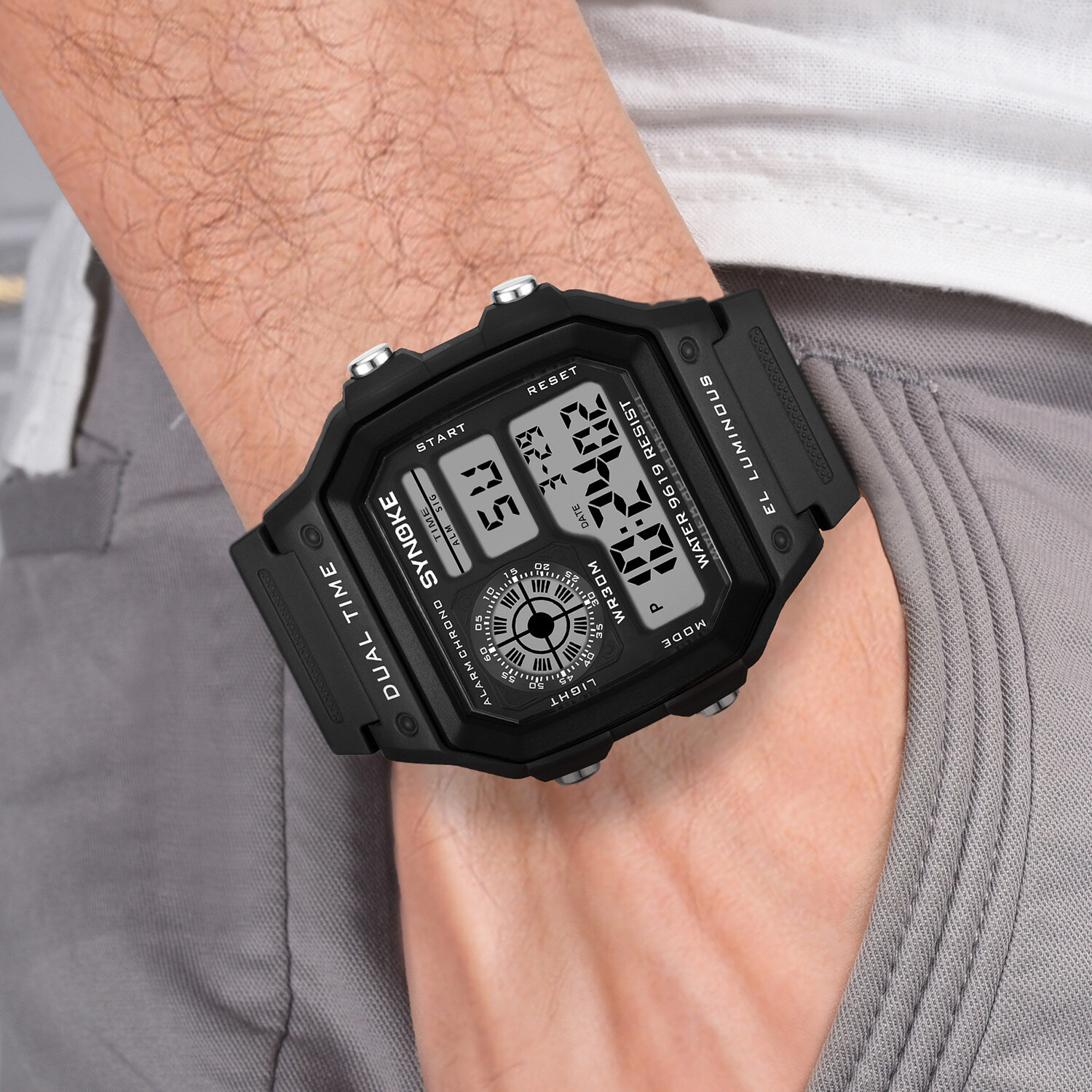 Men’s Military Sports Watch LED Screen Large Digital Face Waterproof Wristwatch