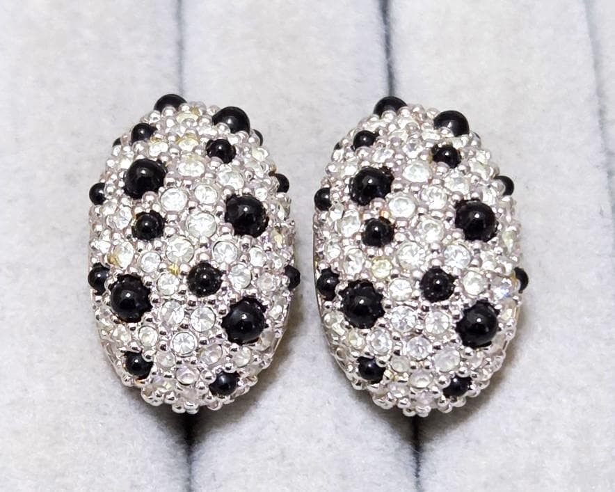Swarovski Black & White Oval Shape Earrings Used Not specified