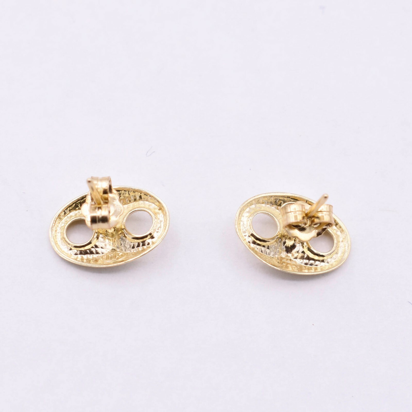 1/2″ Puffed Mariner Stud Earrings Real Solid 10K Yellow Gold