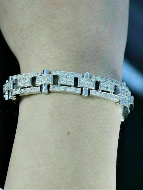 10TCW Round Cut Lab Created Diamond Men’s Tennis Bracelet 925 Sterling Silver