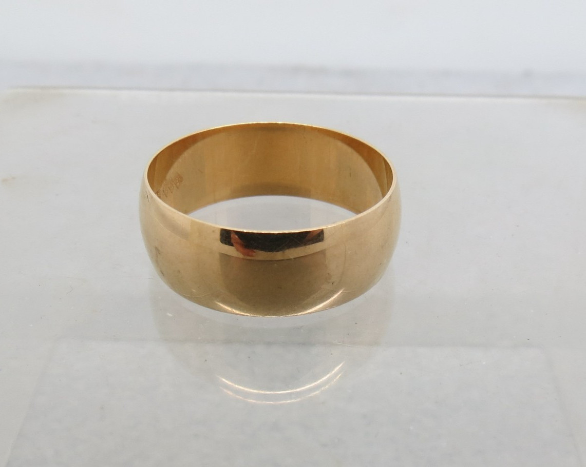 14k Men’s Cigar Band Unisex Ring Size 10 Yellow Gold 5.63g Smooth Surface 7.6mm
