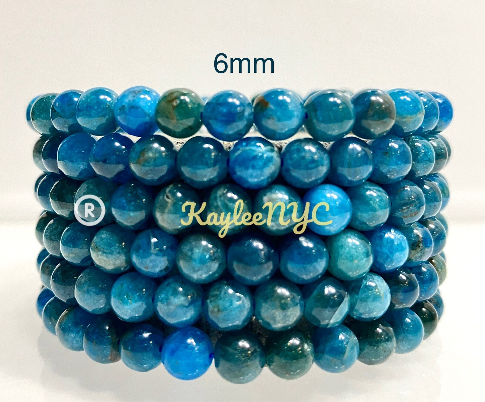 Wholesale Lot 6 Pcs Natural Apatite 6mm 7.5” Crystal Healing Stretch Bracelet