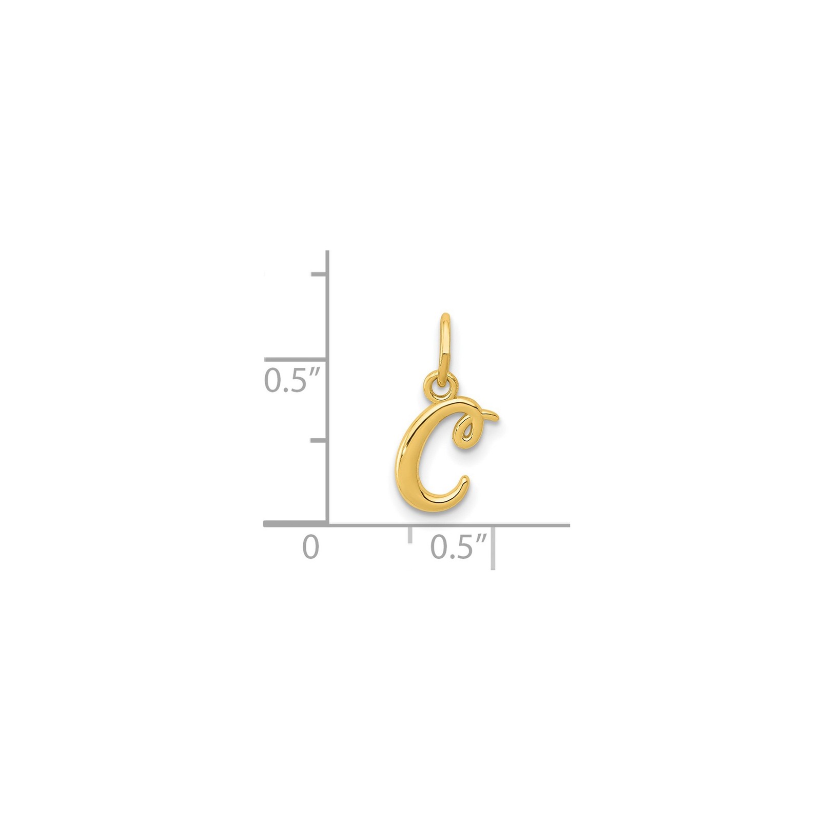 14k Yellow Gold Script Initial C Pendant Charm for Necklace or Bracelet