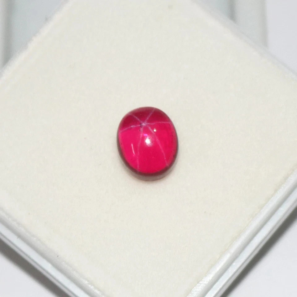 8 Ct Natural 6 Rays Red Star Ruby Oval Cabochon Certified Loose Gemstone Burma