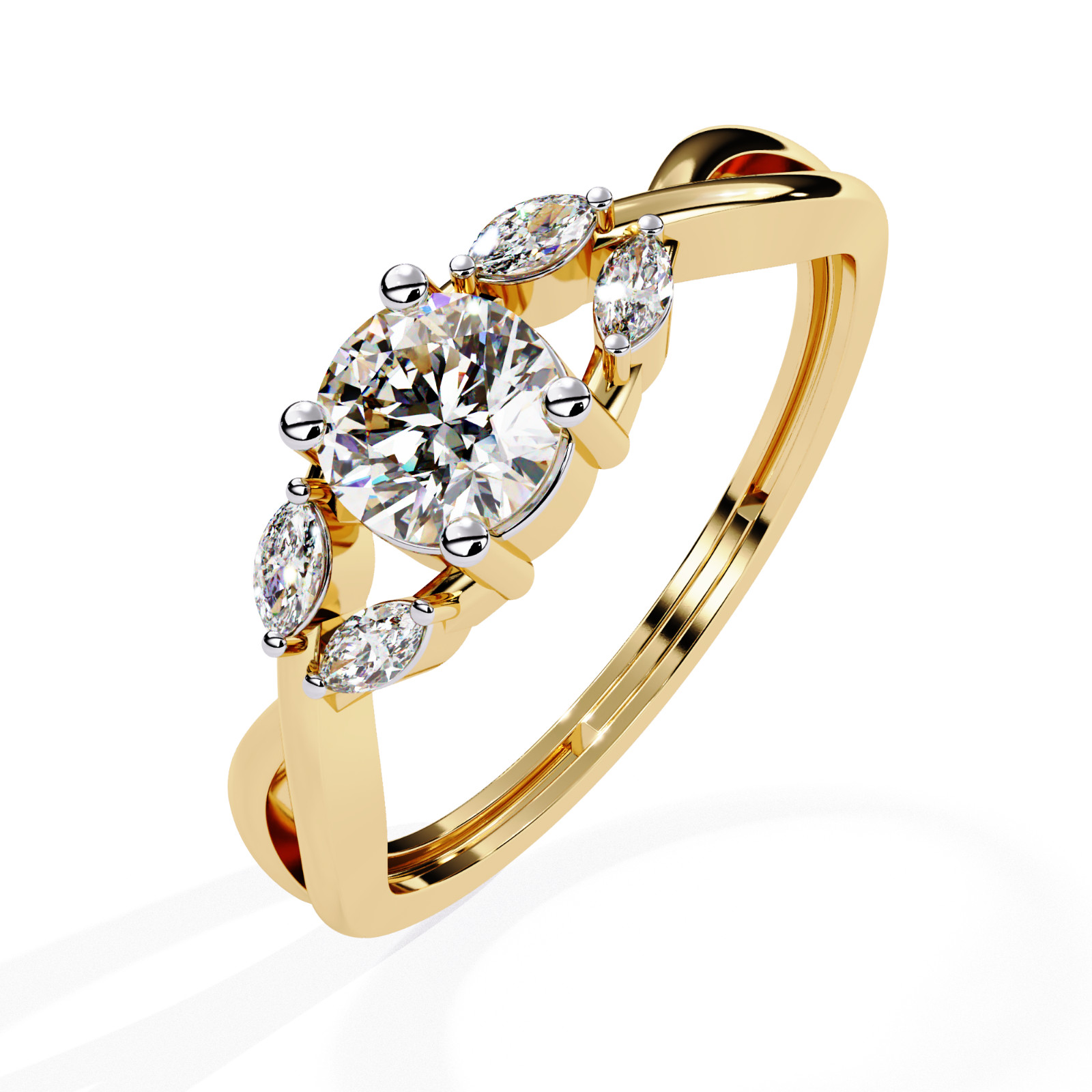 0.55 Ct Lab Grown Diamond Engagement Ring 925Silver Round Marquise Wedding Ring