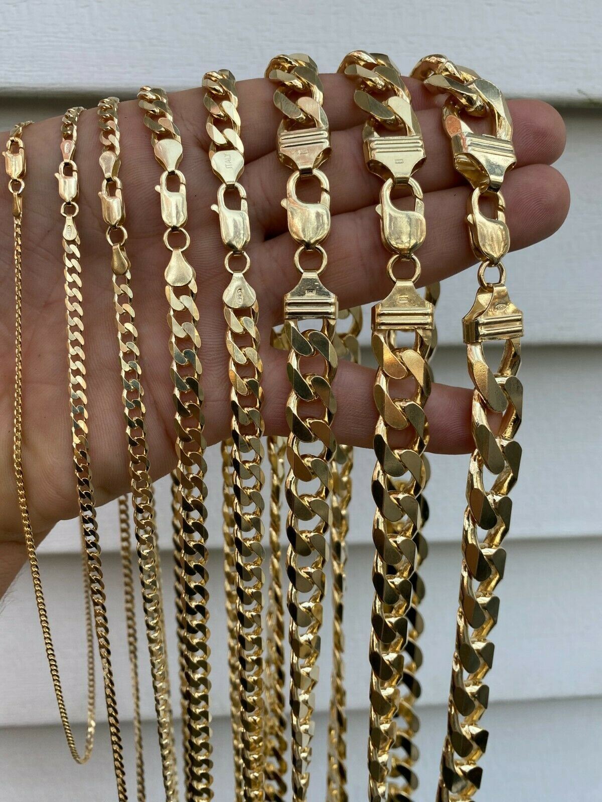 Real 14k Gold Plated Solid 925 Sterling Silver Curb Miami Cuban Chain Bracelet