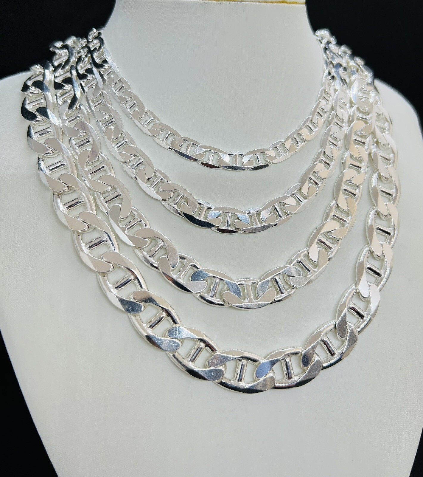 925 Sterling Silver Mariner Anchor Link Chain Men’s Necklace 8mm-13.5mm 18″-30″