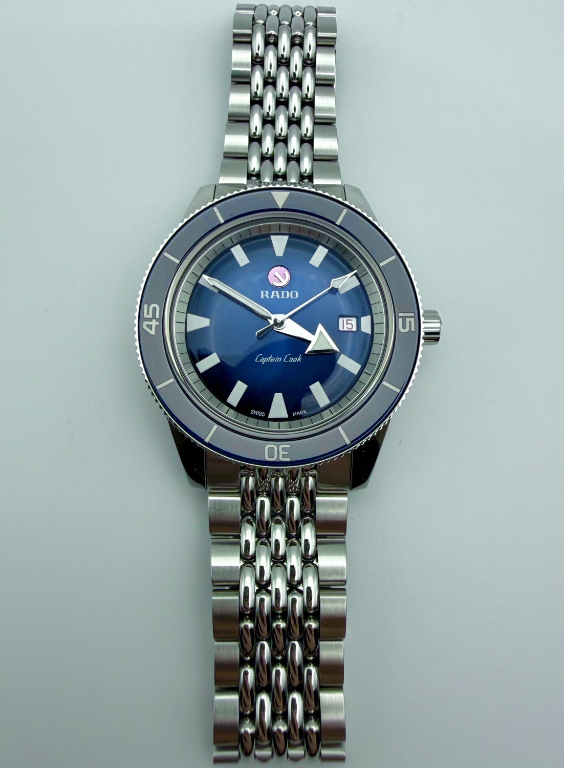 RADO Captain Cook Blue 42mm, Beads of Rice Bracelet, Long Clasp, Ref. 763