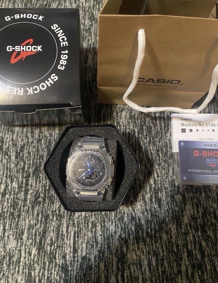 Casio G-SHOCK Analog-Digital Clear Resin Octagon 200m Watch w/ Box Manual