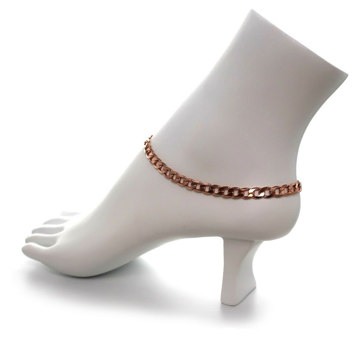 10″ Italian Cuban Link Quality Chain Anklet Bracelet 14K Pink Rose Gold Plated