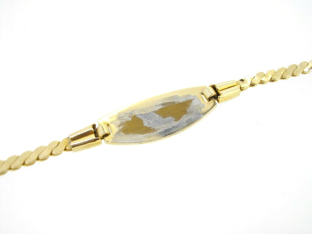 Bracelet ID identification oval plaque with Serpentine chain 6 3/4 inches