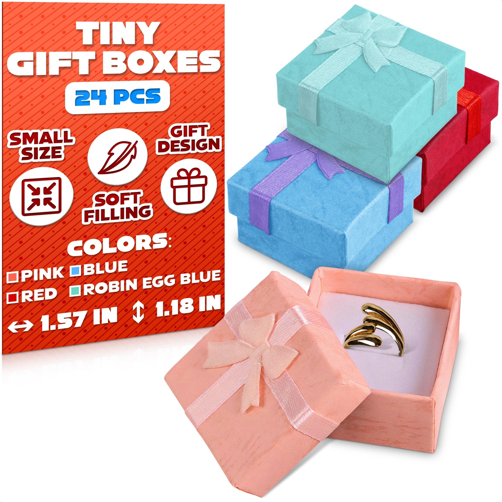 24 Pcs Earring Boxes for Jewelry Gift – Ring Boxes Bulk 1.57X1.57″ Earring Box