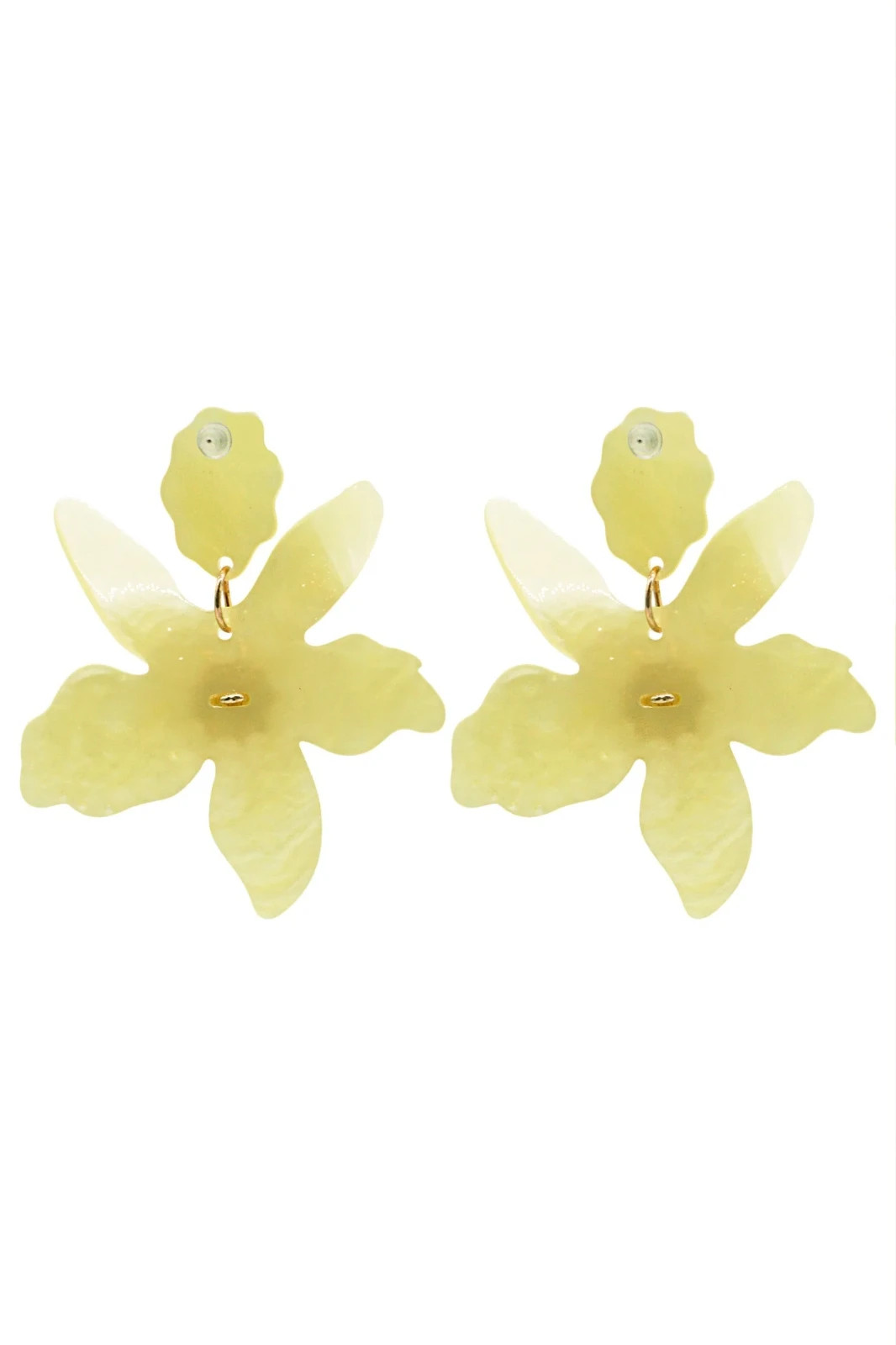 Yellow Flower Earrings Oversized Acrylic Resin Dangle Drop Summer Boho Statemen