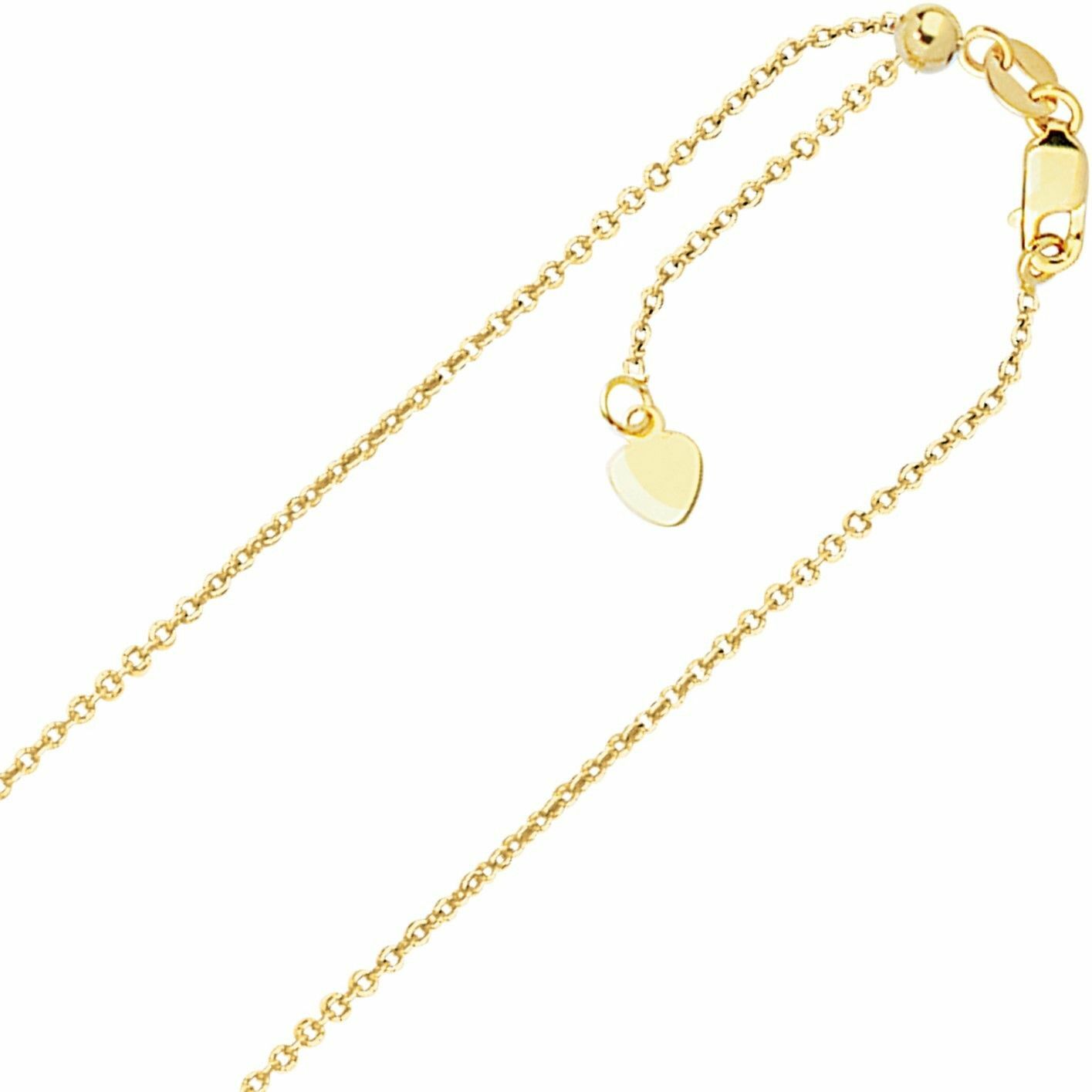 0.9mm Solid Adjustable Cable Chain Necklace REAL 14K Yellow Gold Up To 30″ 3gr