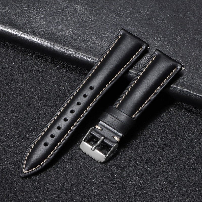 Glossy Genuine Leather Watch Band Vintage Oiled Cowhide Strap 18 19 20 21 22mm