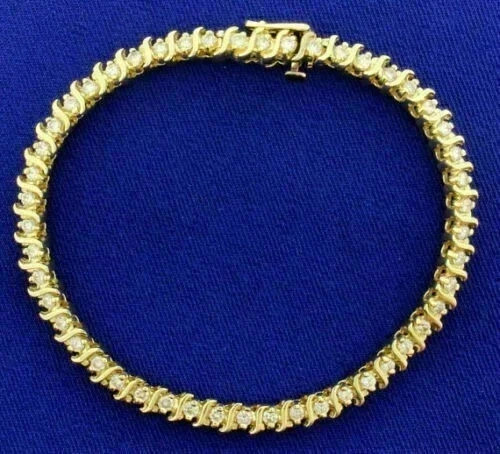 9TCW Round Lab Created Diamond 14K Yellow Gold Plated Women’s Tennis Bracelet
