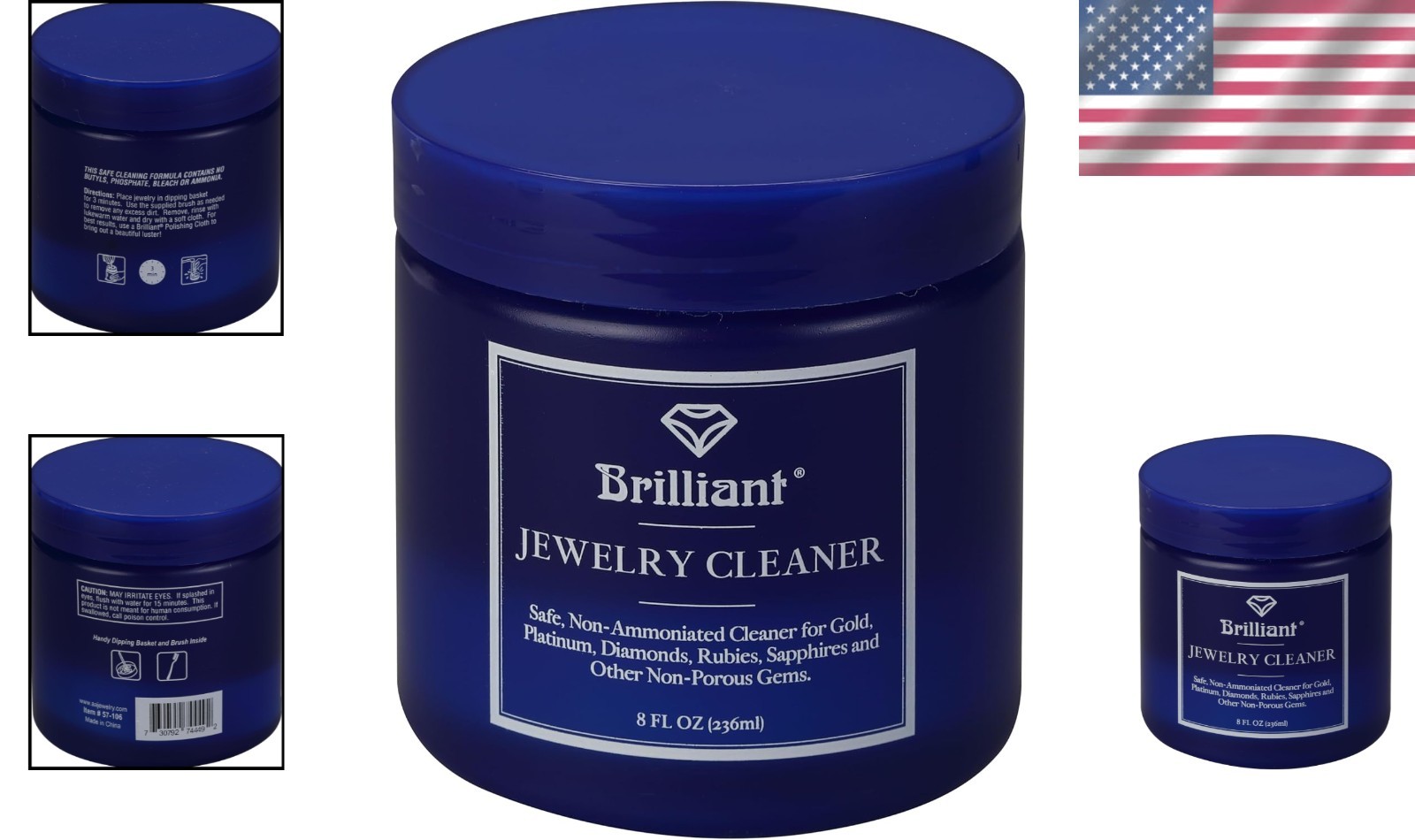 Jewelry Cleaning Solution 8 Fl Oz – Non-Toxic, Safe for Diamonds & Sapphires