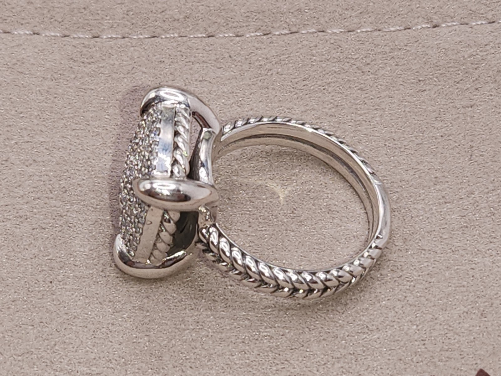 David Yurman 925 sterling silver chatelaine ring 14mm pave ring size 7