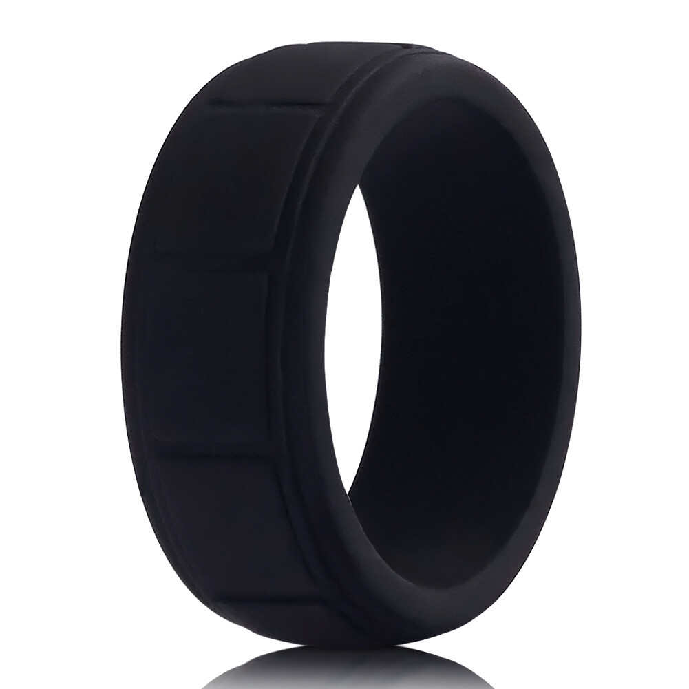 Medical Grade Silicone Wedding Ring Men’s Flex Fit Sport Rubber Band Size 8-13#