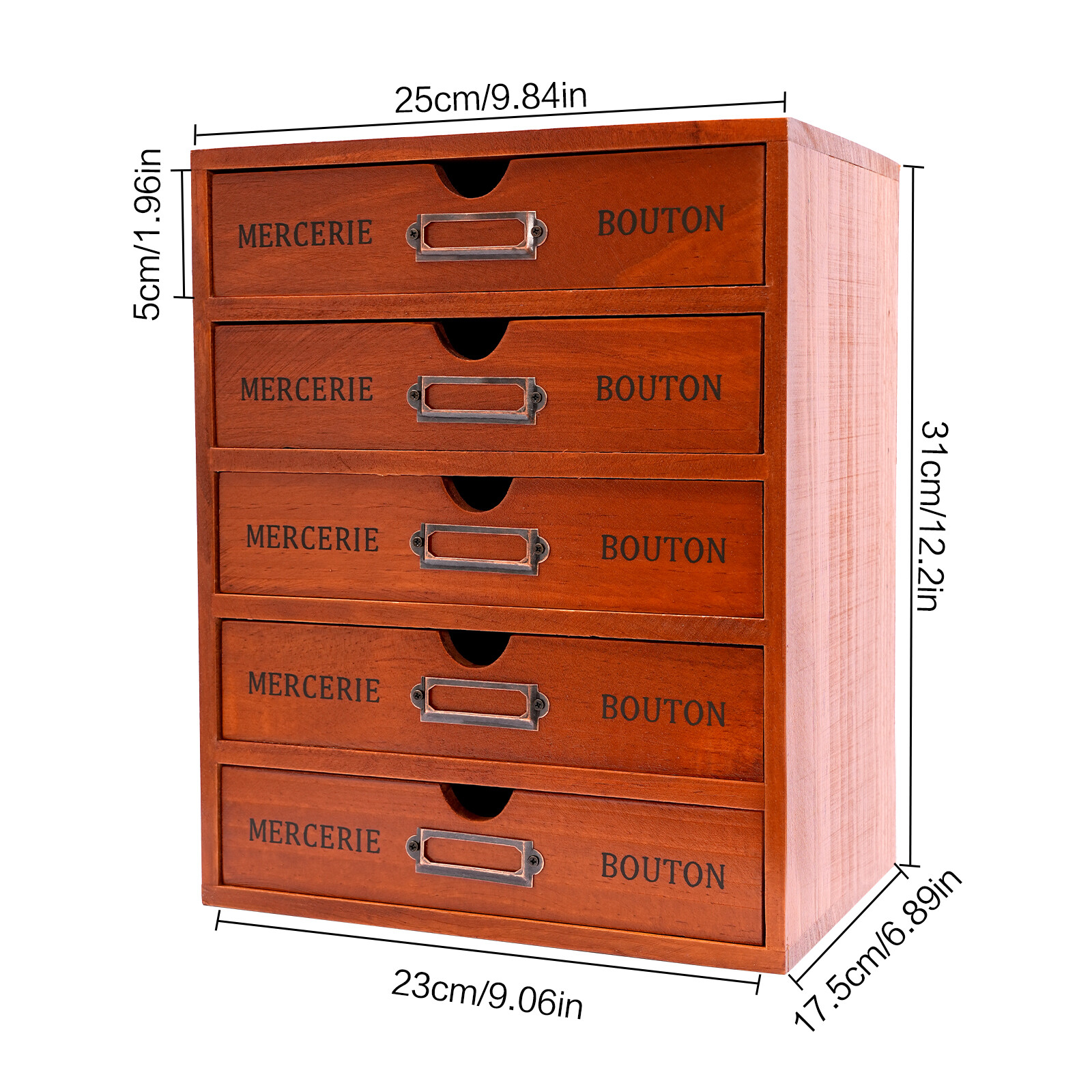 Vintage 5 Layers Large Jewelry Organizer Wooden Storage Box Case With 5 Drawers