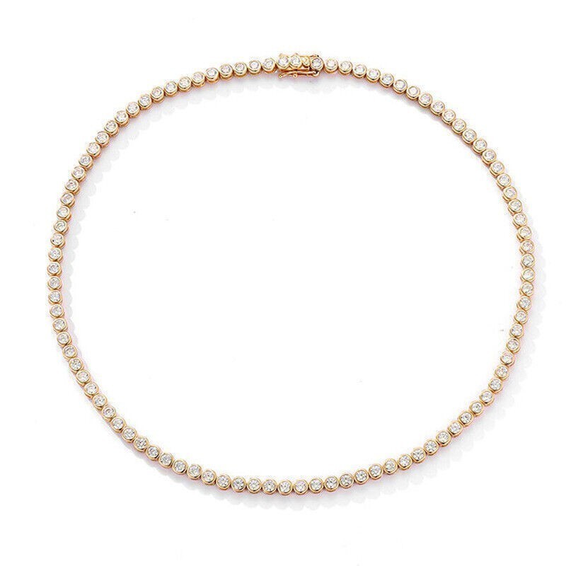 Used-3mm-17in VVS1 Round Moissanite Tennis Chain S925 Sterling Silver Necklace