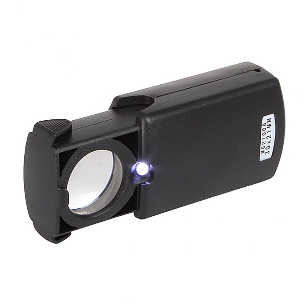 30X Pull-type Magnifier Mini Pocket Hand Magnifying Glass with LED Light Source