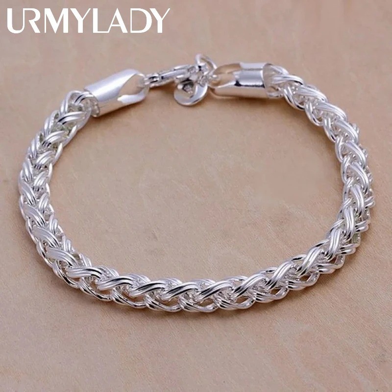 925 Sterling Silver Bracelet Chain 4mm 6mm Unisex Jewelry Gift