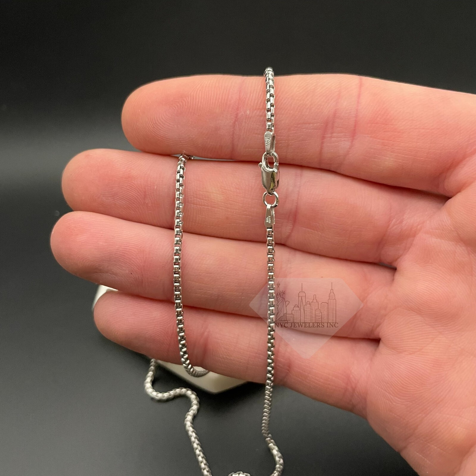 Solid Sterling Silver Rounded Box Link Chain Necklace 925 Silver Chain UNISEX