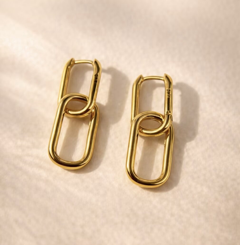 Paperclip Link Chain Earrings 925 Sterling Silver Convertible Link Earrings 077