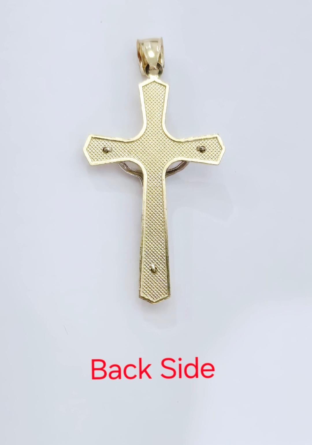 14k Real 2 Tone Solid Gold Jesus Crucifix Religious Traditional Cross Pendant
