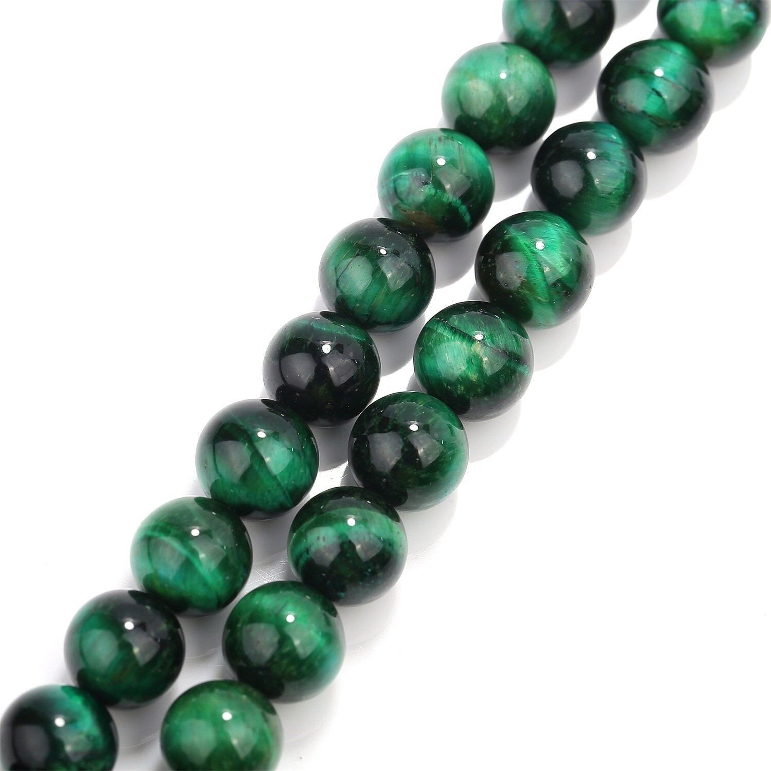 Green Tiger Eye Smooth Round Beads 4mm 6mm 8mm 10mm 12mm 14mm 15.5″ Strand