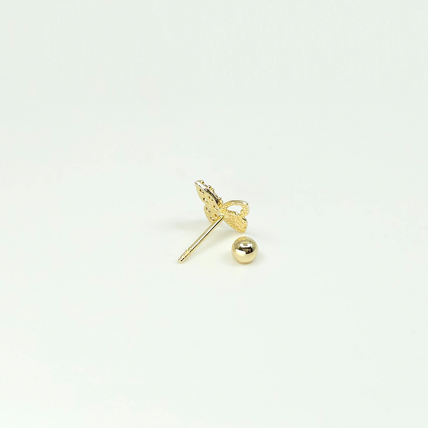 14K Gold Butterfly Stud Earrings, Piercing Earring, Screw Back Earring