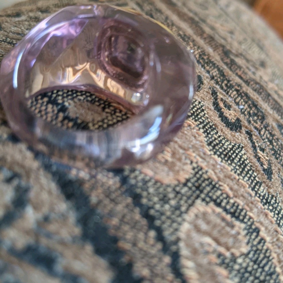 Acrylic Or Lucite Ring With Pink Stone Síze 8 It Is Bulky