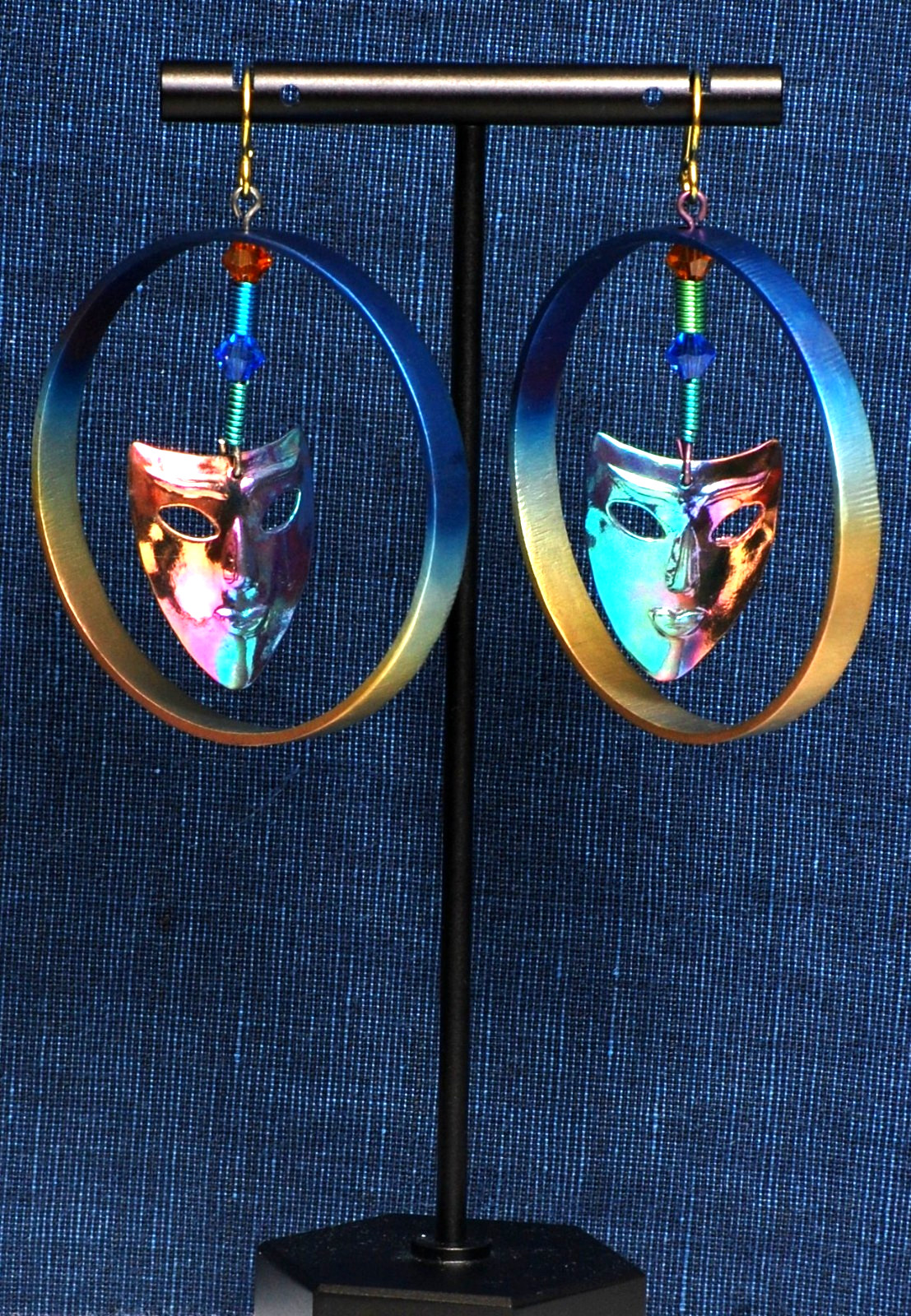 TITANIUM/NIOBIUM 2 INCH HOOP EARRINGS WITH TITANIUM MASK