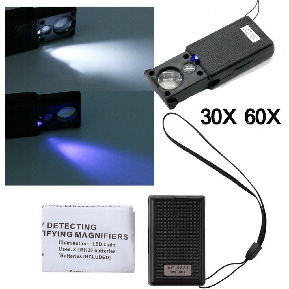 Magnifying Glass Jewelry Magnifier DIY LED Light Lens Portable Pull-out