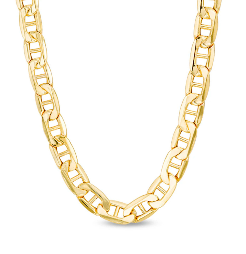 14K Yellow Gold GP, Mariner Chain Marina Necklace 18-24″ Mens Womens Solid Links