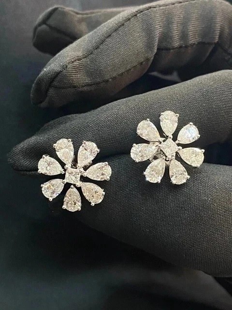 Lab Grown 2.50CT Diamond Wedding Stud Earrings in 14K White Gold Push Back