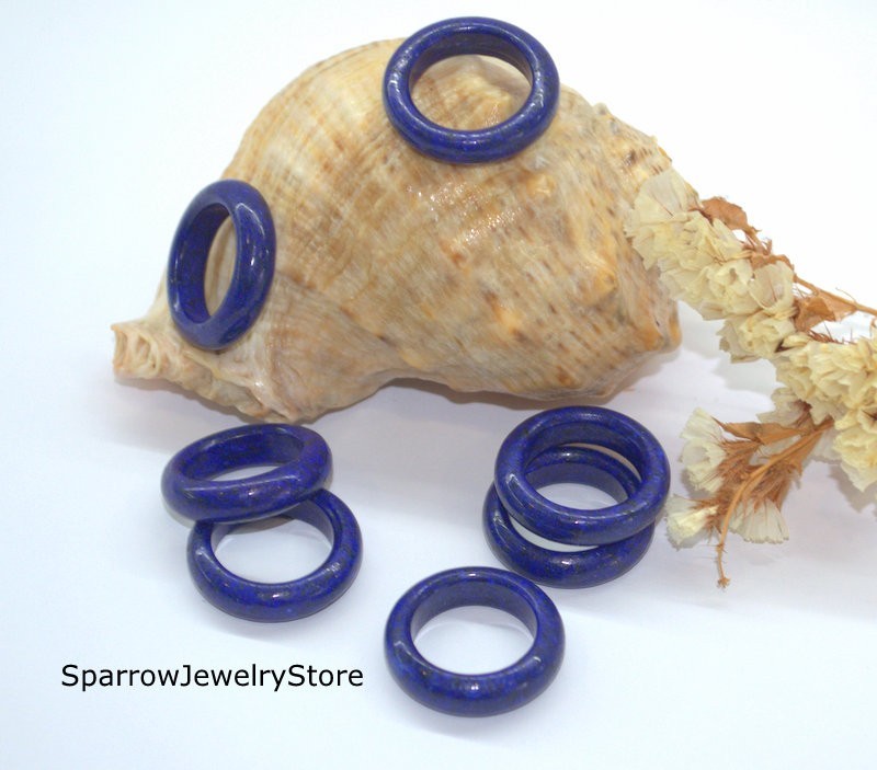 Handmade lapis lazuli ring Carved blue stone ring Minimalist jewelry Chakra ring