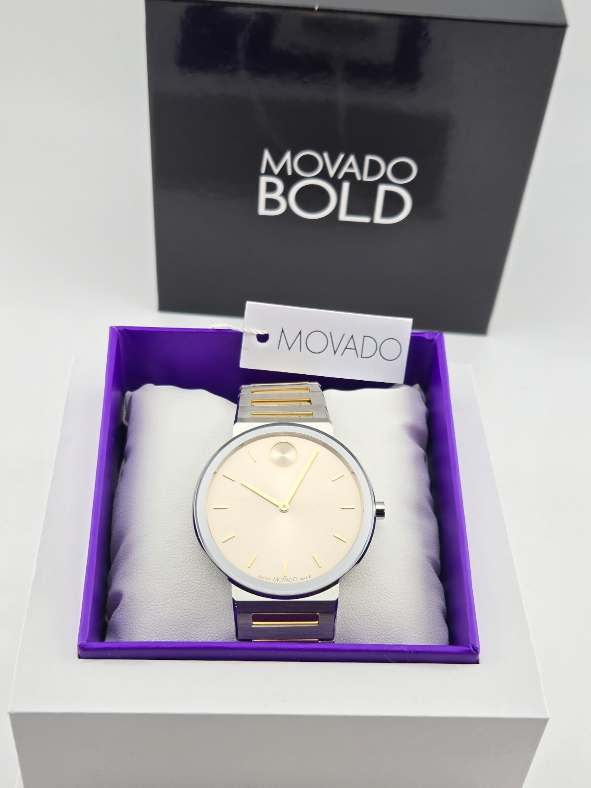 $795 MSRP | Movado Bold Horizon Taupe Dial Two Tone Men’s Watch – 3601075