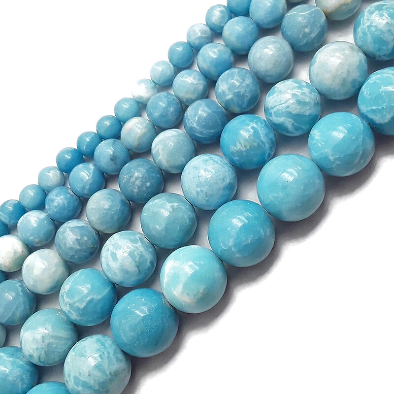 Larimar Quartz Smooth Round Beads 6mm 8mm 10mm 12mm 14mm 15.5″ Strand