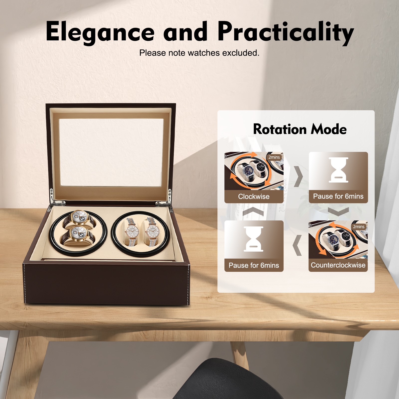 4+6 Automatic Watch Winder Watch Display Box Luxury Storage Case Self-winding
