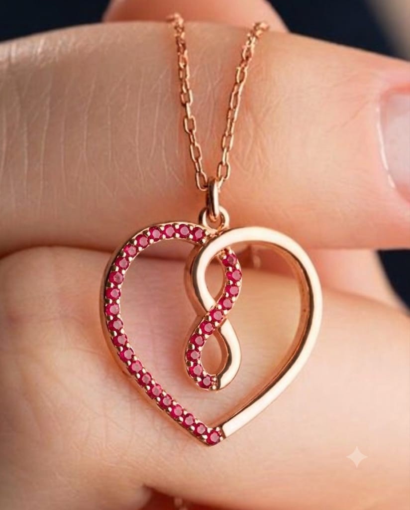 4ct Round Simulated Red Ruby Heart Pendant Necklace Women’s 14k Rose Gold Plated