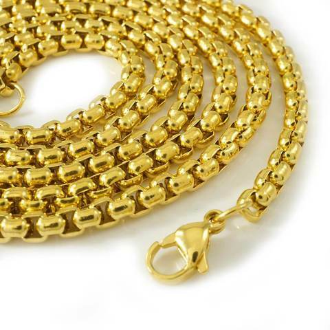 Men&Women’s 18K Yellow Gold Filled 20 inch 3mm wide Round Box Chain Necklace F5K