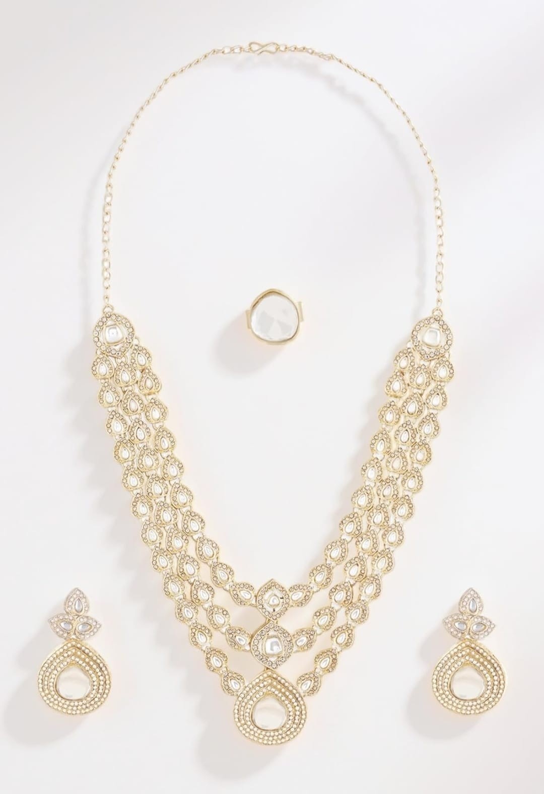 Indian bollywood gold plated created pearl and beads necklace set for women