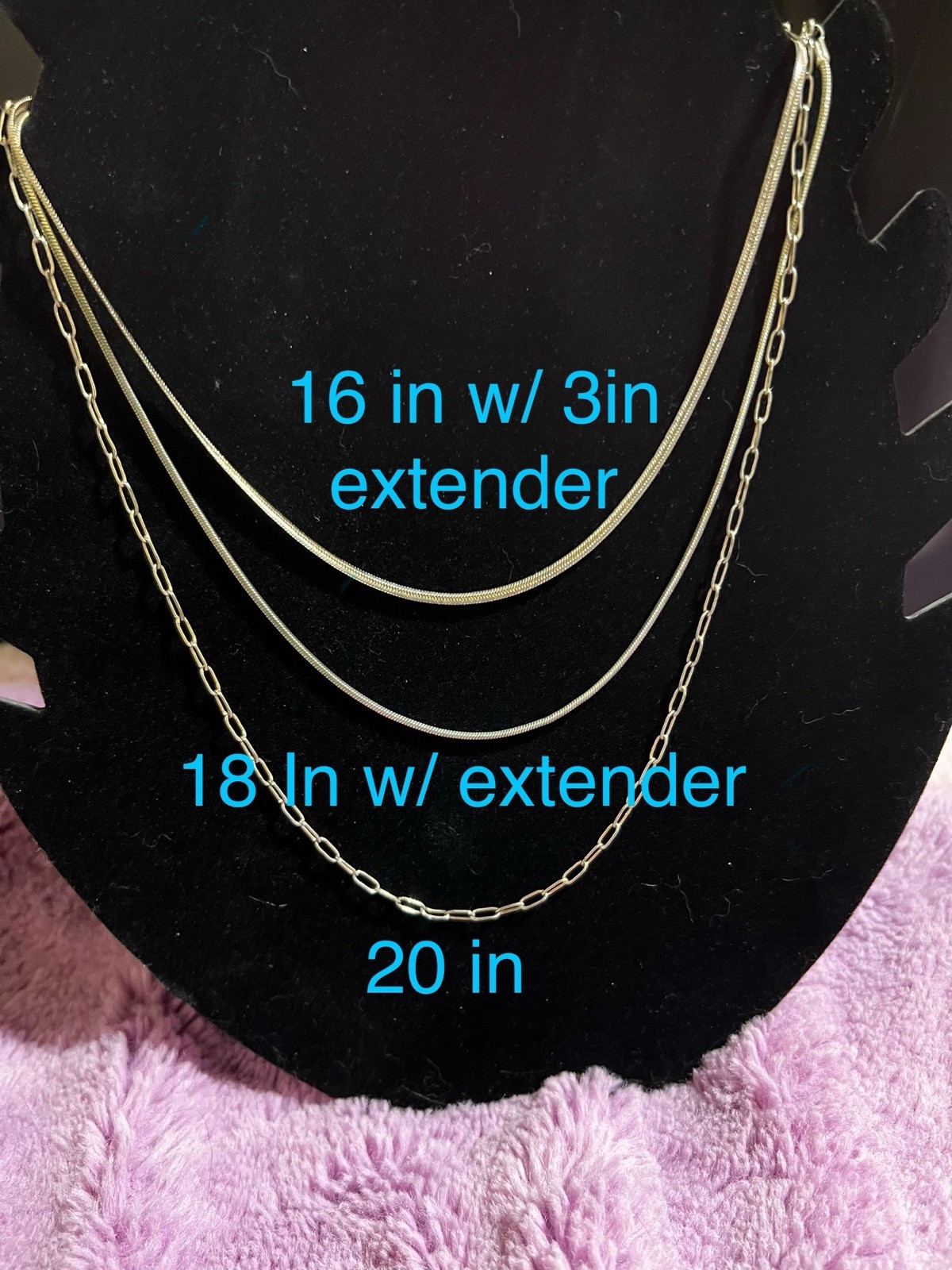 3 Separate Chains Layer Gold And Silver Tones 16,18,20 Inches