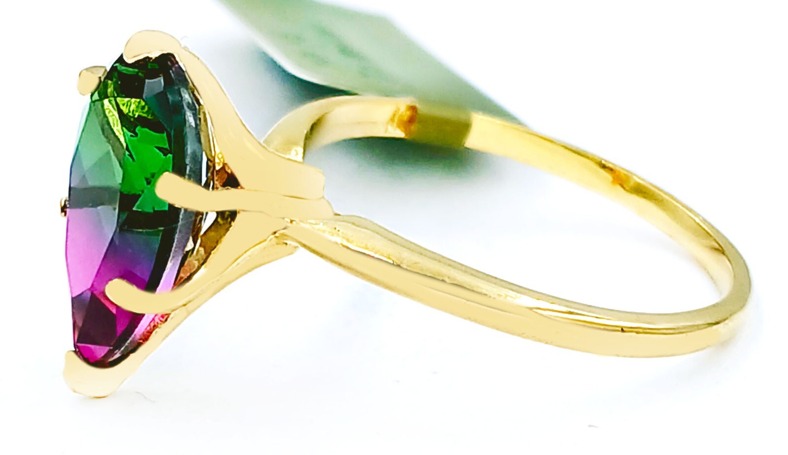 LAB CREATED 5.22 Cts TOURMALINE RING 10k YELLOW GOLD – Made in USA – NWT