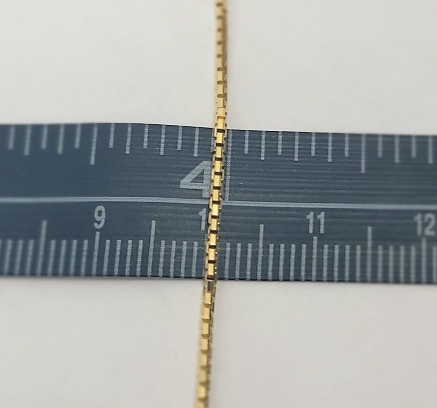 Authentic 14K Solid Yellow Gold Box Chain Necklace 0.55mm-0.9mm All Size 16″-24″