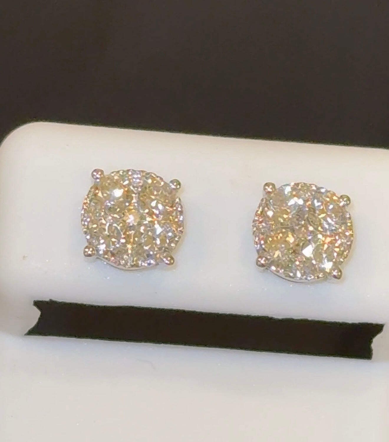 1.19 CARAT STERLING SILVER RHODIUM PLATED 7 MM CERTIFIED LAB GROWN DIAMONDS STUD