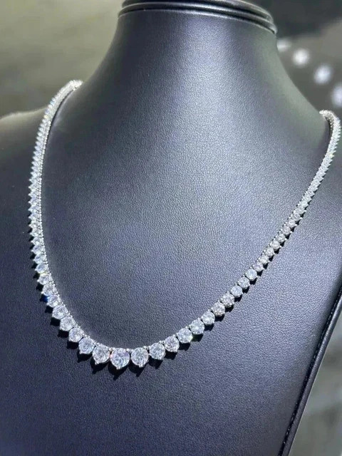 18Ct Round Cut Lab Created Diamond Women’s Tennis Necklace 14K White Gold Plated