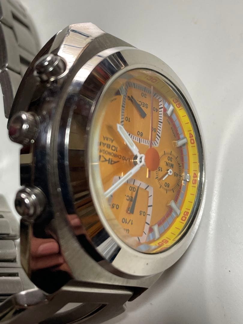 SEIKO ALBA AKA 10BAR Chronograph Working Confirmed 1/10-Second Yellow Quartz